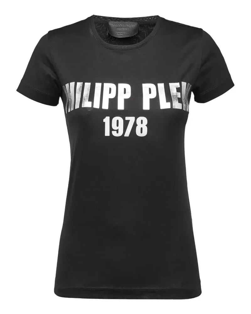 Philipp Plein T-Shirt mit Metallic-Logo - Schwarz Schwarz