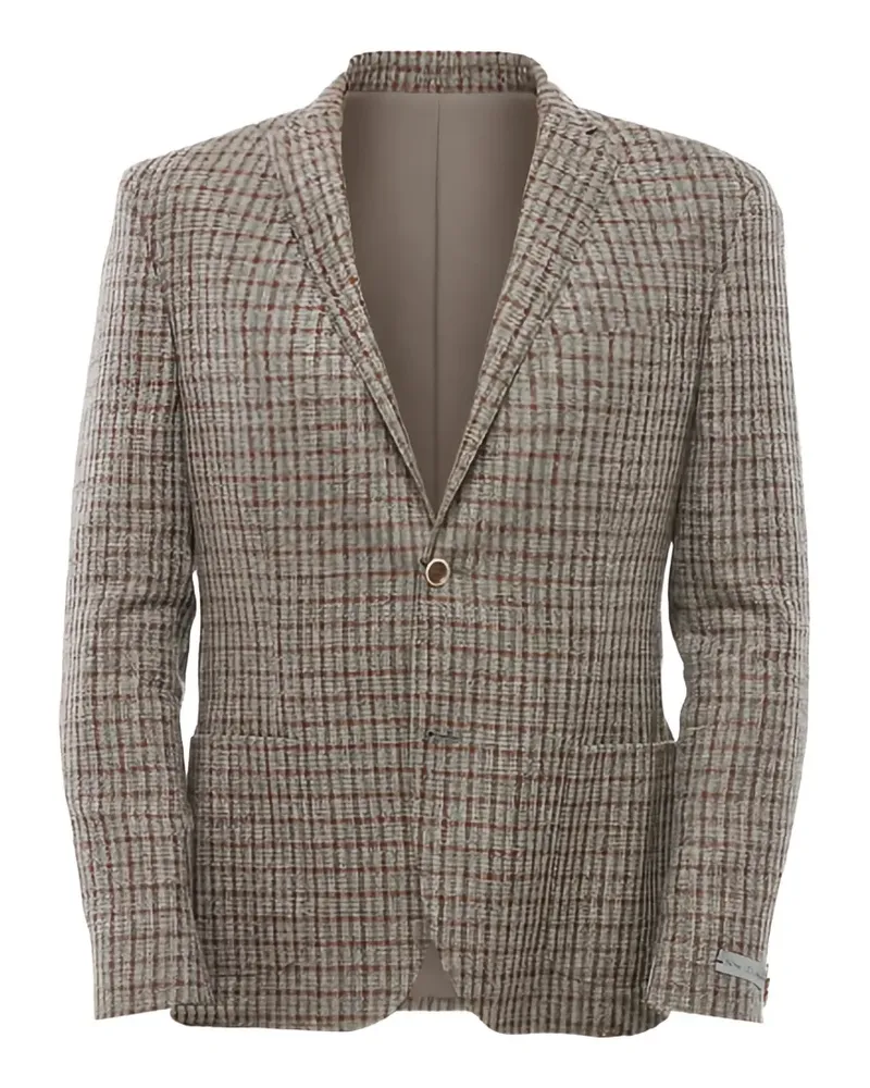 Corneliani check-pattern single-breasted blazer - Nude Nude
