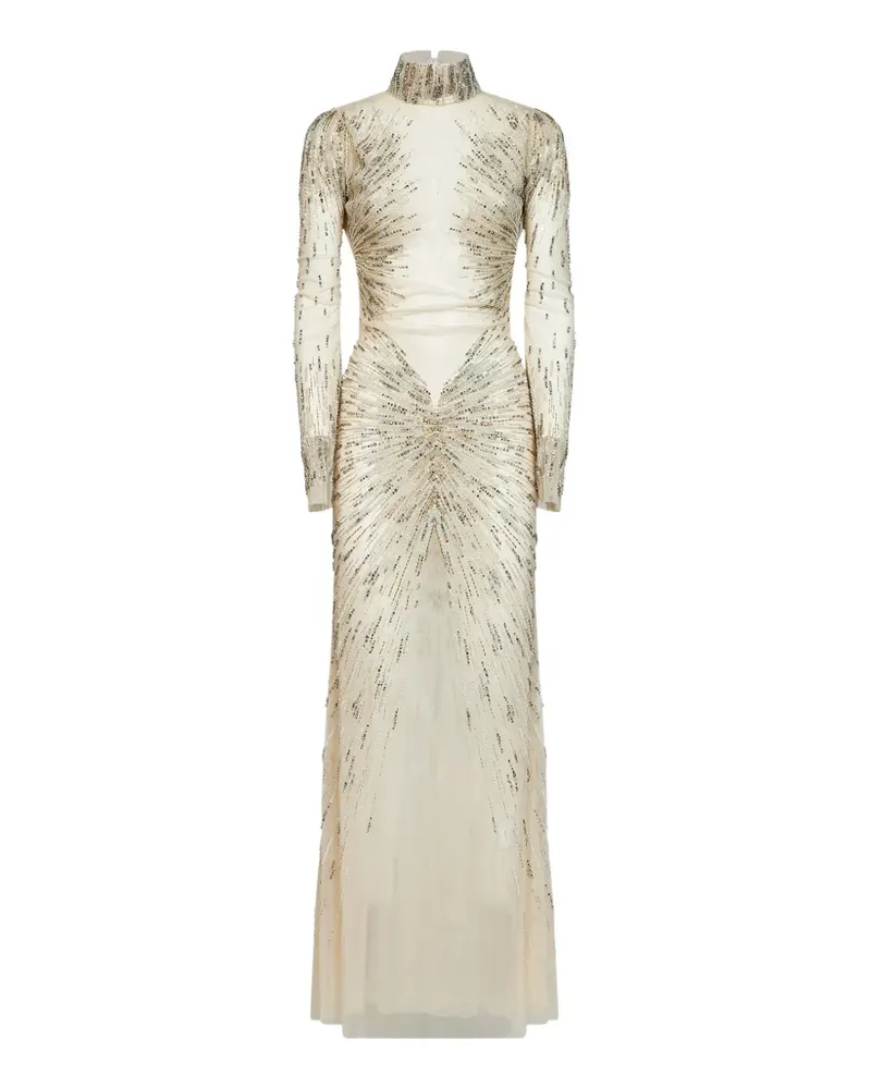 Amen bead-embellished sequined maxi dress - Nude Nude