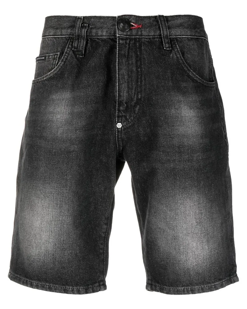 Philipp Plein Ausgeblichene Jeans-Shorts - Schwarz Schwarz