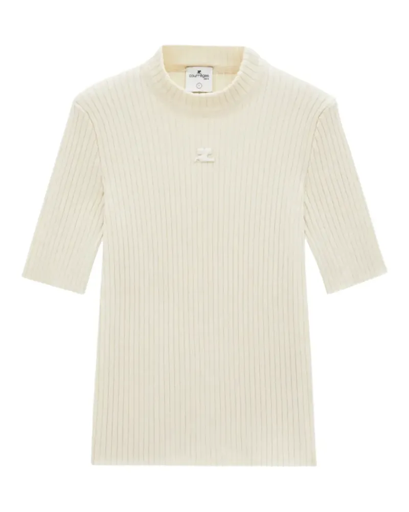 Courrèges Gerippter Pullover mit Logo-Patch - Nude Nude