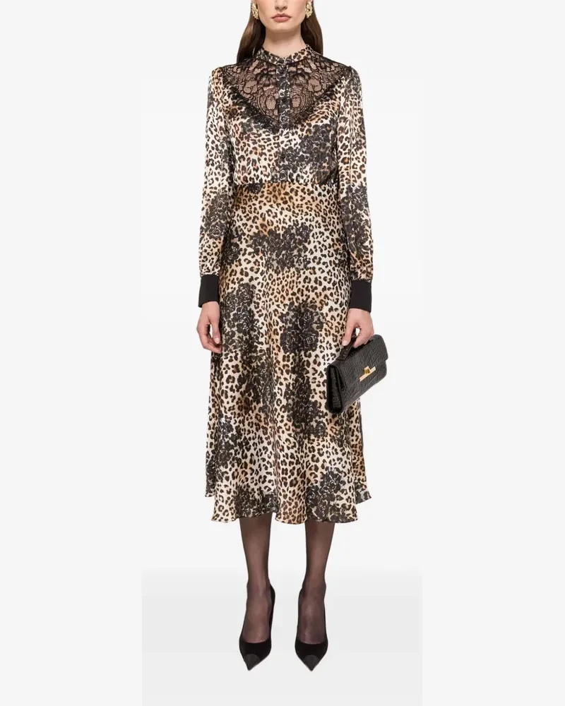 NISSA Midikleid mit Leoparden-Print - Braun Braun