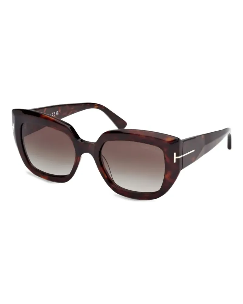 Tom Ford Eckige Sonnenbrille in Schildpattoptik - Braun Braun