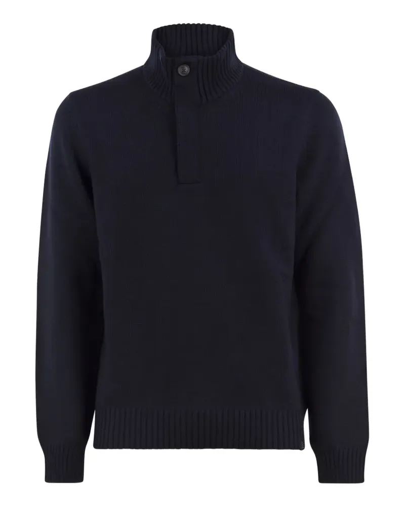 Fay Pullover mit Ellenbogen-Patch - Blau Blau