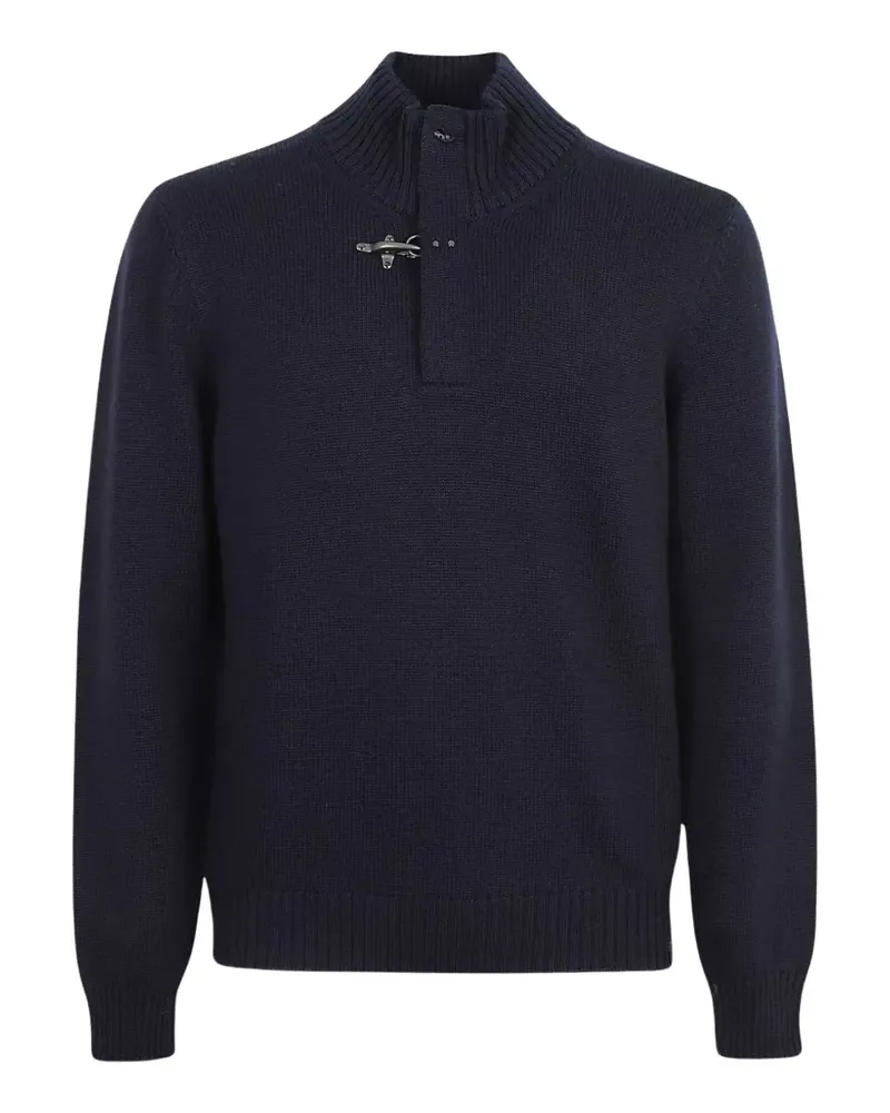 Fay Pullover mit Ellenbogen-Patch - Blau Blau