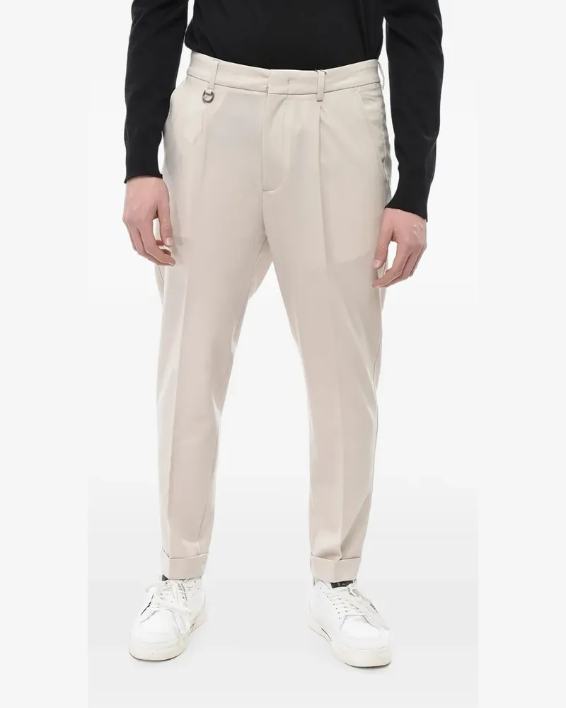 Paolo Pecora Milano single-pleat turn-up trousers - Nude Nude