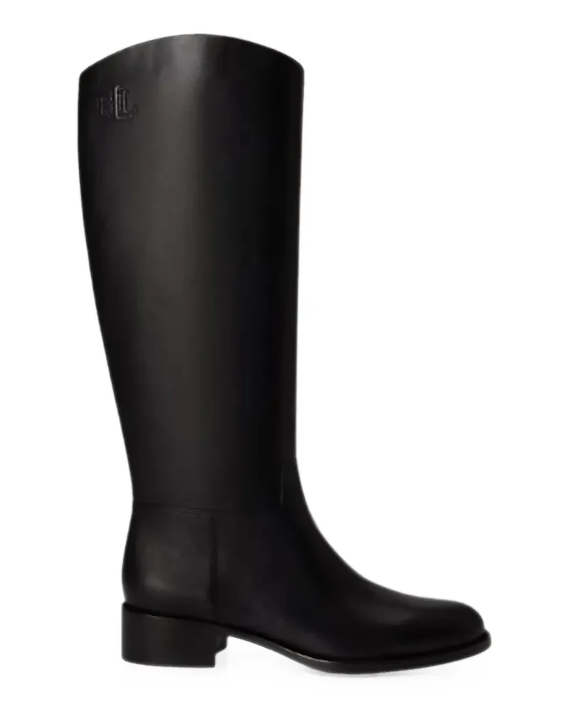 Ralph Lauren logo-embossed leather boots - Schwarz Schwarz