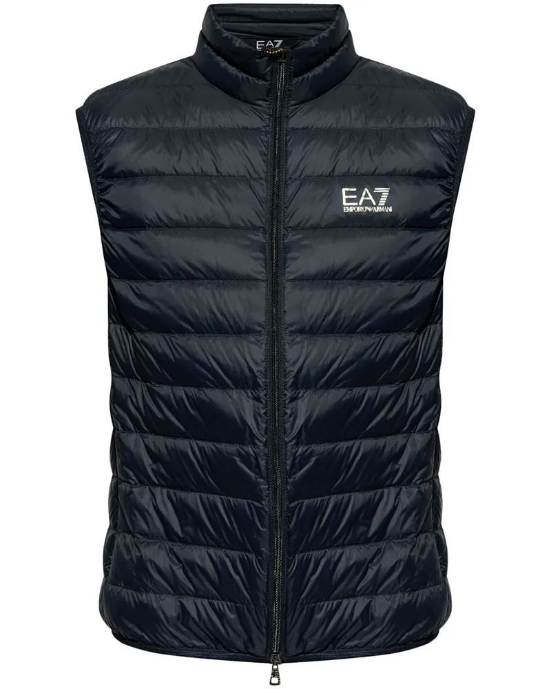 EA7 Gefütterte Weste mit Logo-Print - Blau Blau
