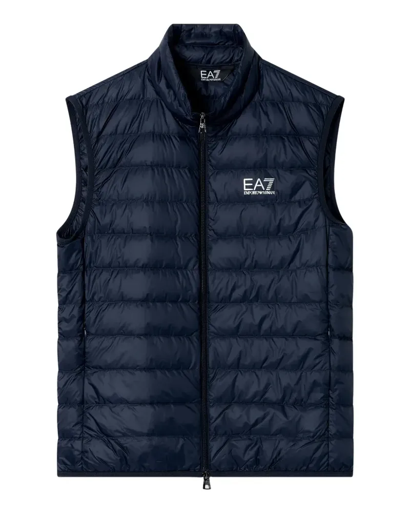 EA7 Gefütterte Weste mit Logo-Print - Blau Blau