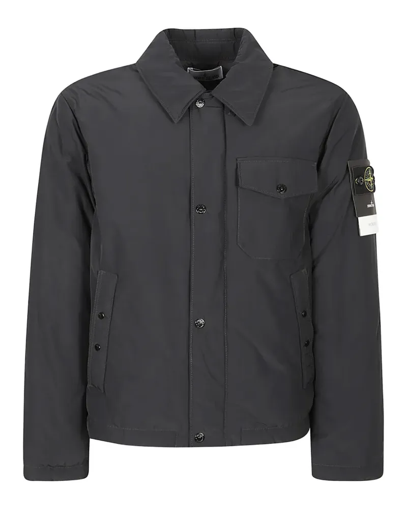 Stone Island 4100022 micro reps down coach jacket with anti-drop - Schwarz Schwarz
