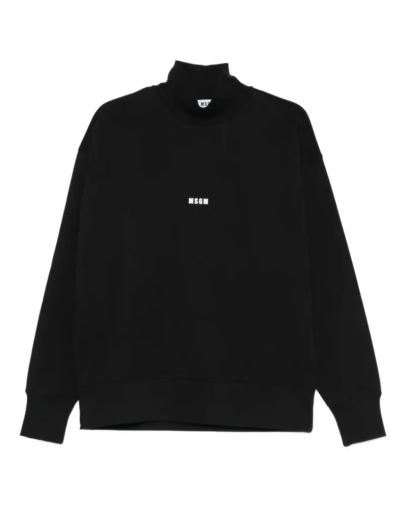 MSGM Stehkragen-Sweatshirt mit Logo - Schwarz Schwarz