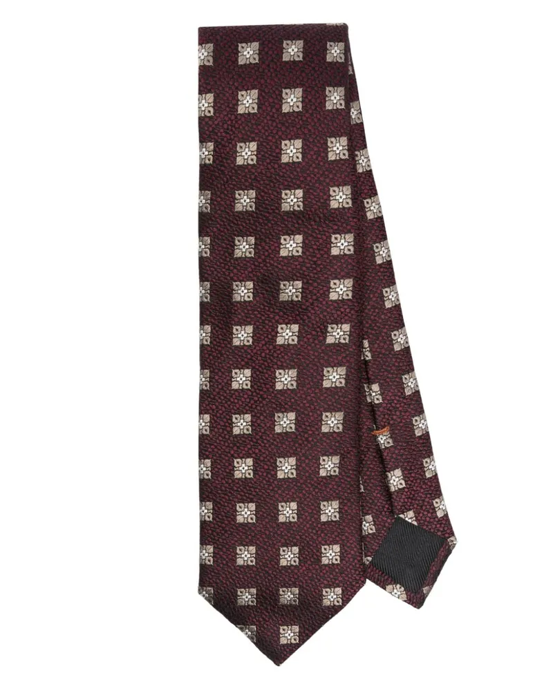Ermenegildo Zegna Krawatte mit Jacquardmuster - Rot Rot