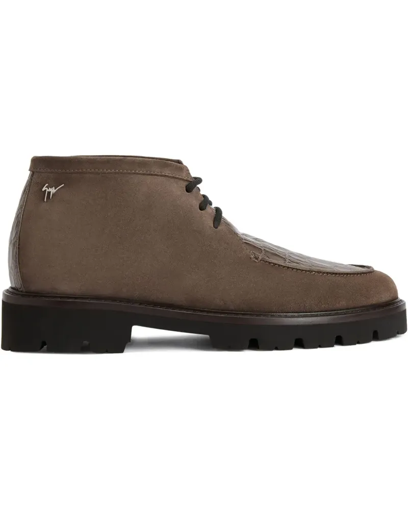 Giuseppe Zanotti RIVAUX HIGH crocodile-print lace-up boots - Braun Braun