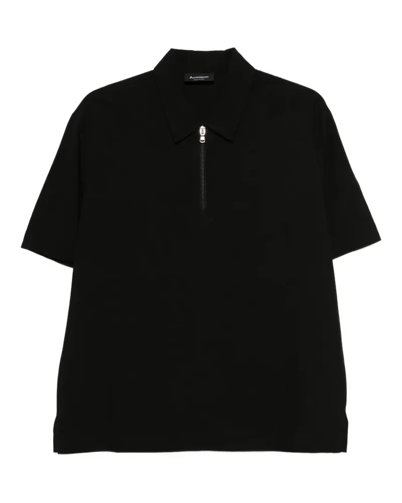 Arovescio zip short-sleeve polo - Schwarz Schwarz