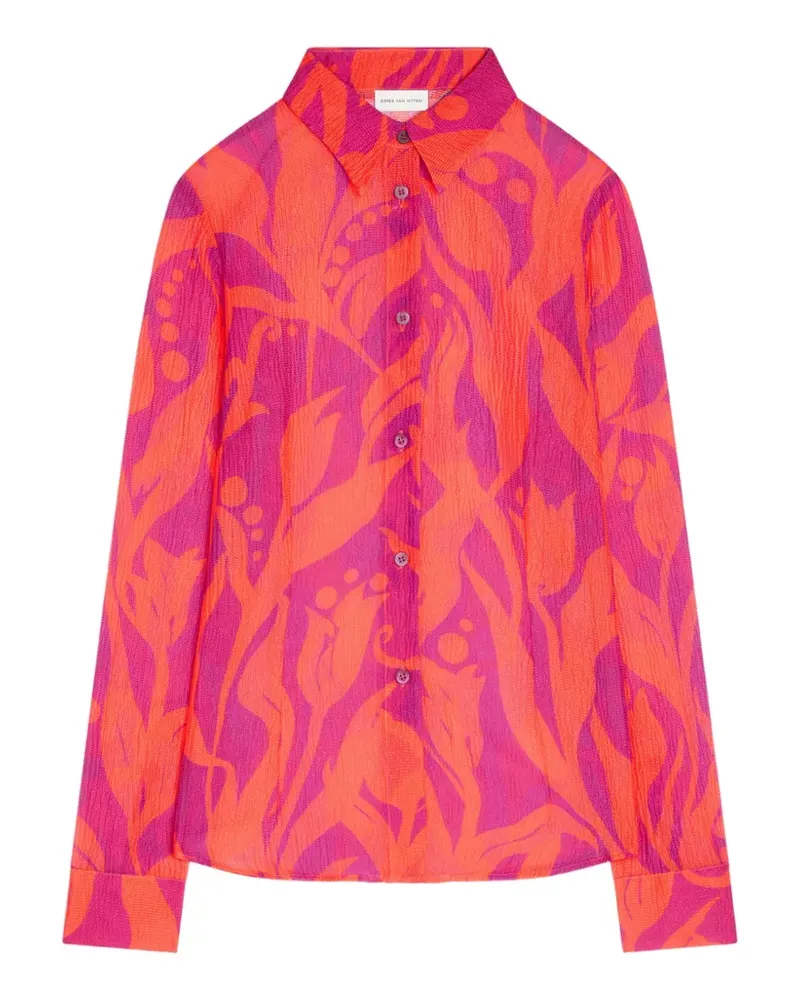 Dries van Noten Gemustertes Seidenhemd - Orange Orange
