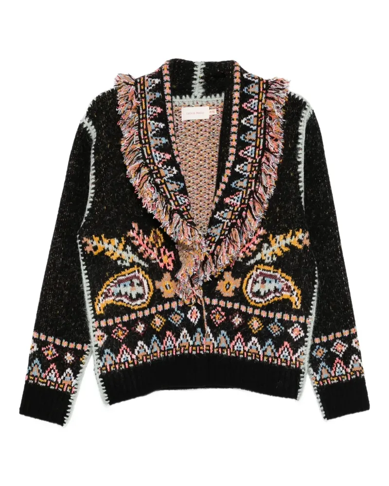 Cecilia Prado Isadora fringed patterned cardigan - Schwarz Schwarz