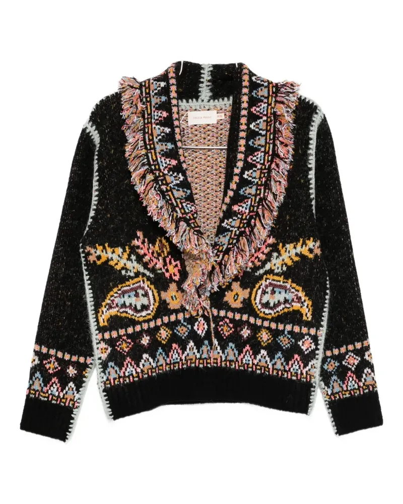 Cecilia Prado Isadora fringed patterned cardigan - Schwarz Schwarz