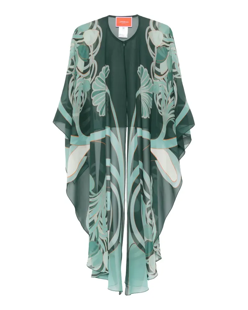 La DoubleJ Offenes Maria Maxikleid mit Blumen - Grün Grün