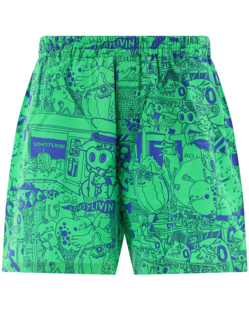 Junya Watanabe x Lousy Livin Shorts mit Cartoon-Print - Grün Grün