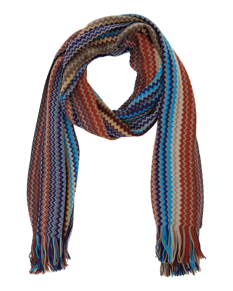 Missoni zigzag fringed scarf - Blau Blau