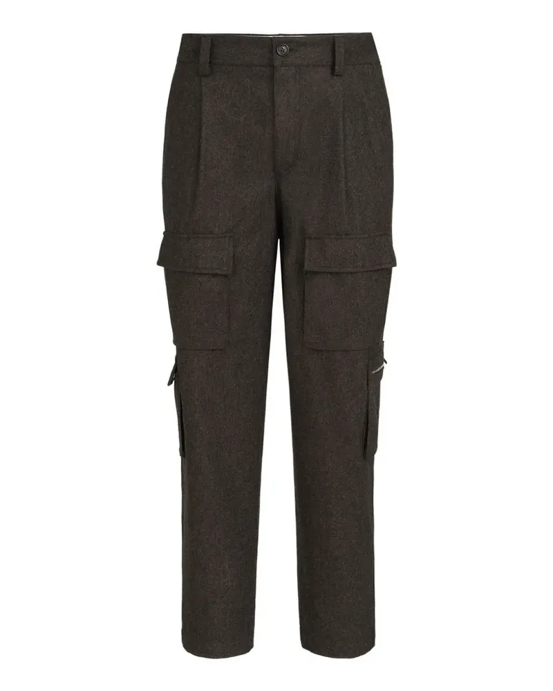 Brunello Cucinelli Flanellhose aus Schurwolle mit Cargotaschen - Braun Braun