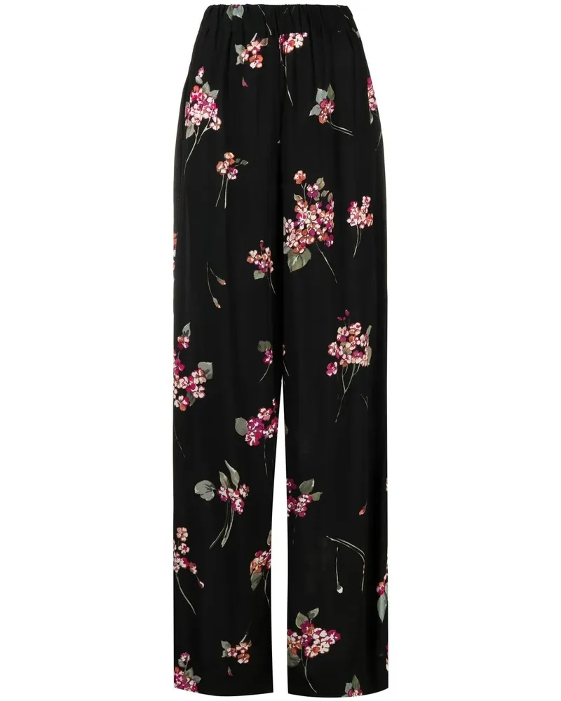 Twin-Set Palazzohose mit Blumen-Print - Schwarz Schwarz