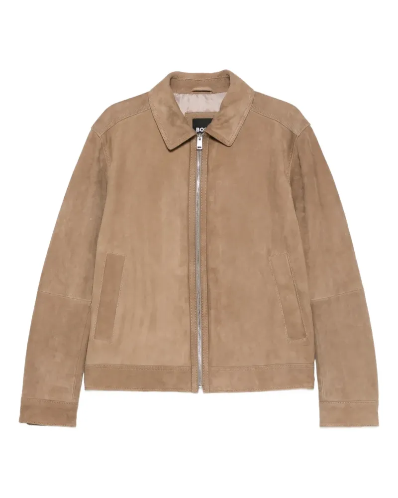 HUGO BOSS Wildlederjacke mit Reißverschluss - Nude Nude