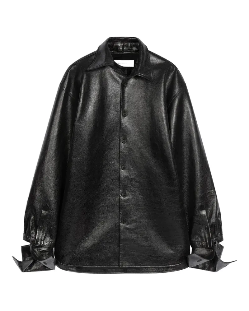 Dries van Noten Hemd aus Leder - Schwarz Schwarz