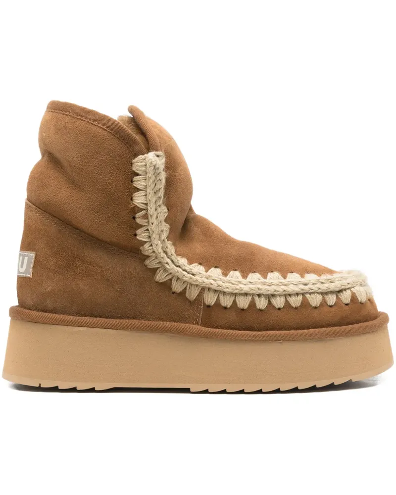 Mou Gehäkelte Stiefel mit Plateau 25mm - Braun Braun