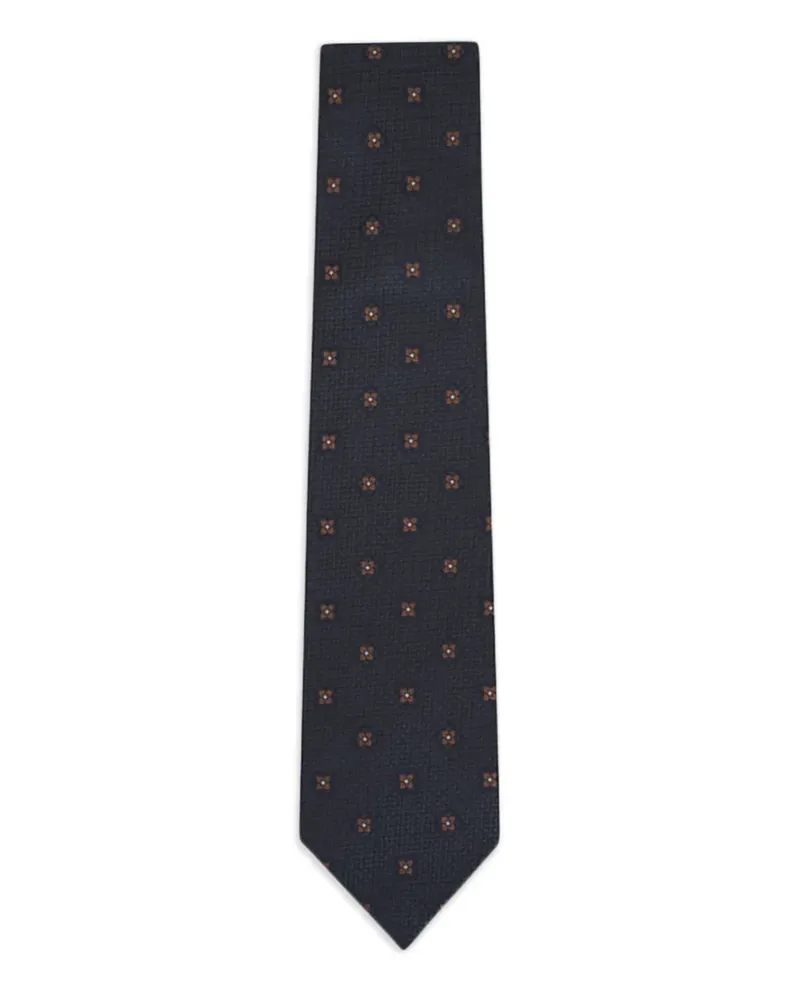 Isaia floral-pattern silk tie - Blau Blau