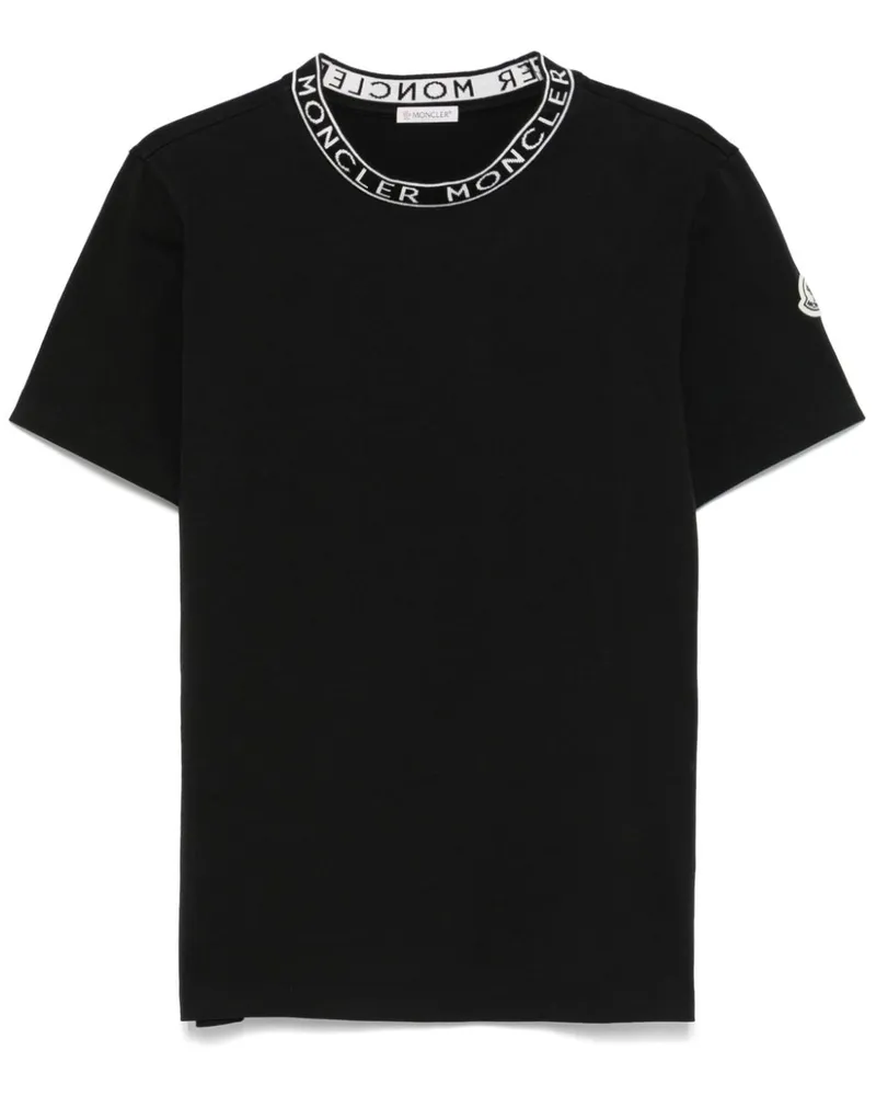Moncler T-Shirt mit Logo-Besatz - Schwarz Schwarz