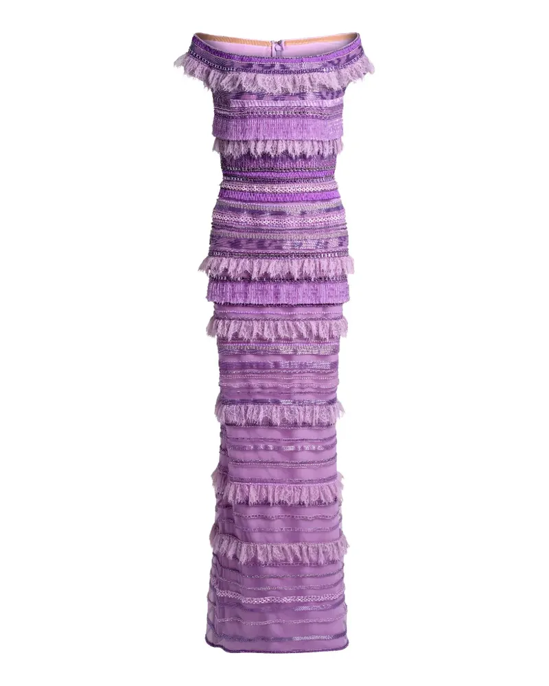 Elie Saab bead-embroidered lace-trimmed dress - Violett Violett