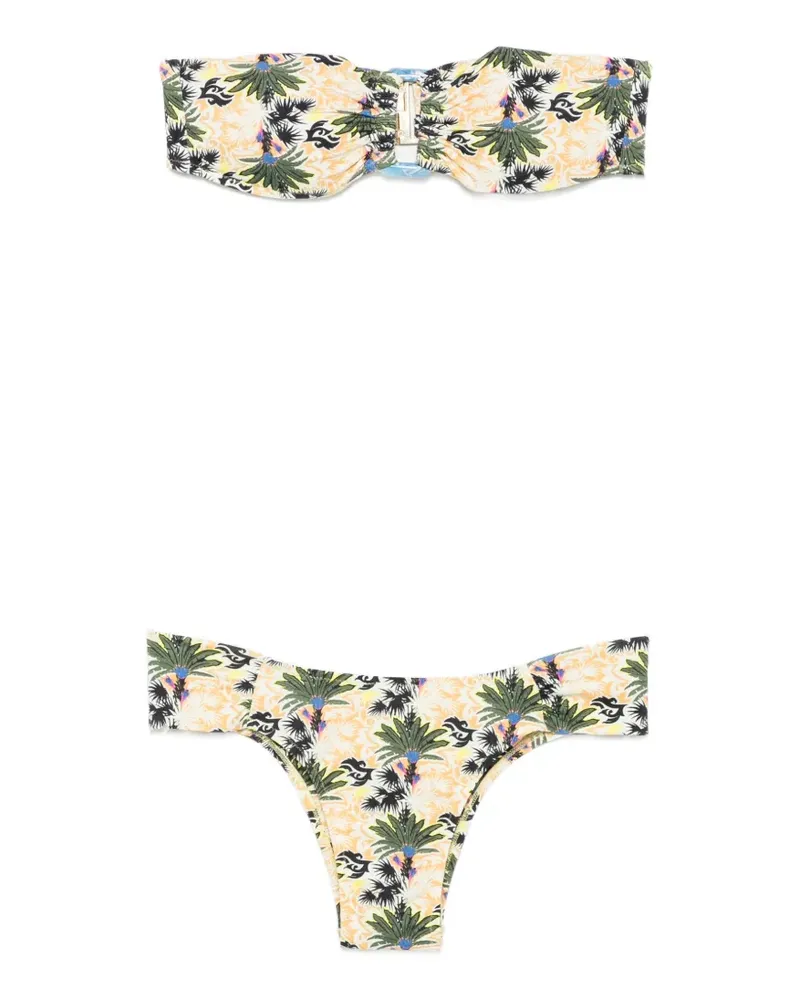 Anjuna palm-print bandeau bikini - Grün Grün