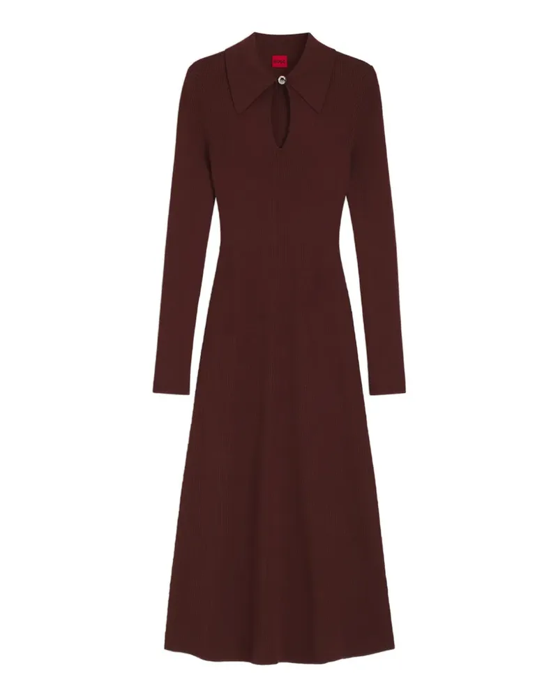HUGO BOSS Schmales Midikleid mit Schlüssellochausschnitt - Braun Braun