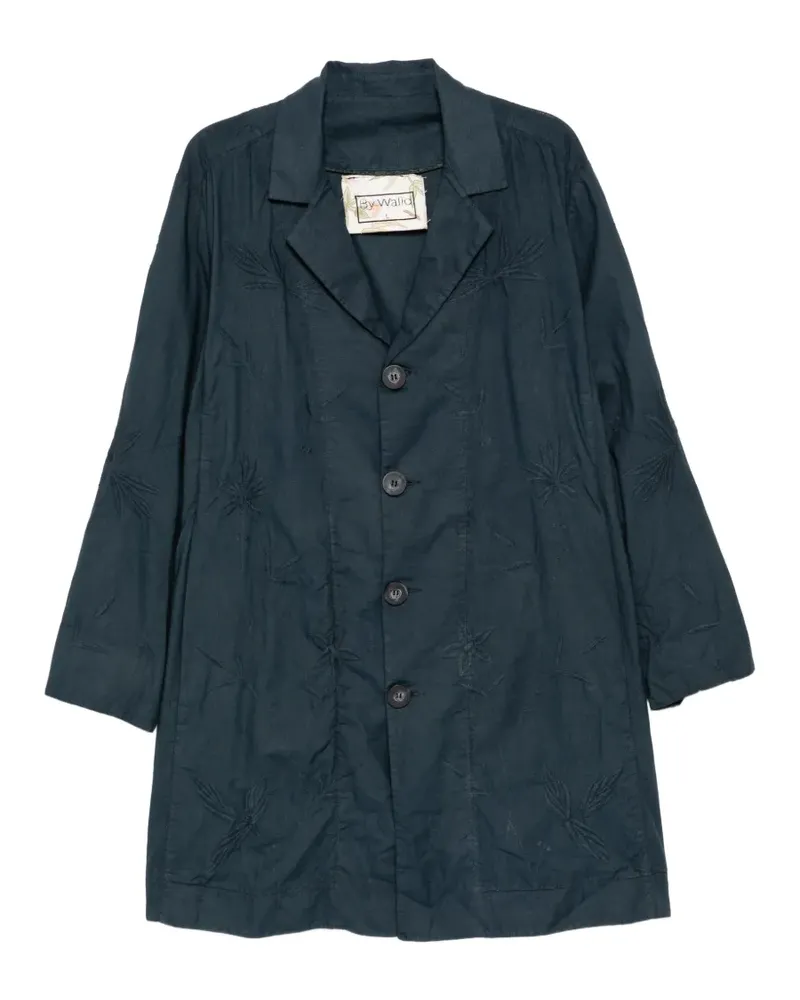 BY WALID embroidered poplin single-breasted coat - Blau Blau