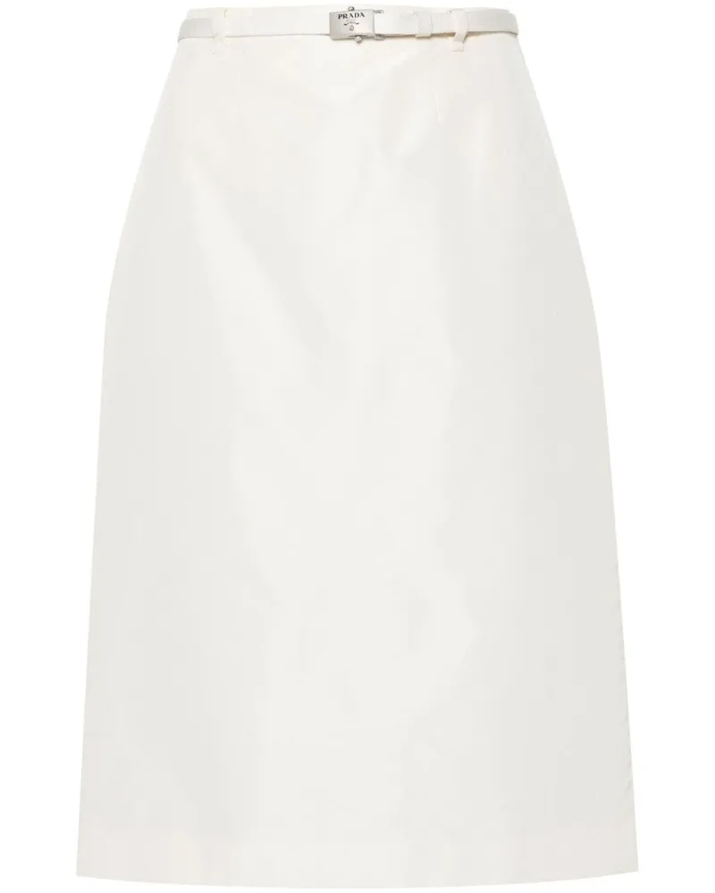 Prada Gerader Faille-Rock mit Logo-Schnalle - Nude Nude