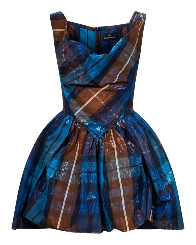 Vivienne Westwood tartan-print draped dress - Blau Blau