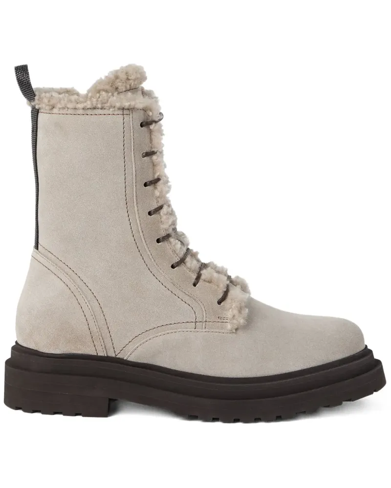 Brunello Cucinelli Schnürstiefel mit Shearling - Grau Grau