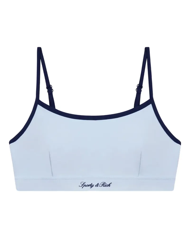 SPORTY & RICH Sport-BH mit Logo-Print - Blau Blau