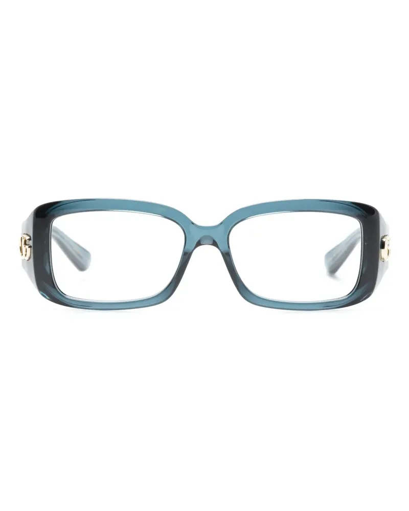 Gucci Eckige GG14060 Brille mit GG - Blau Blau