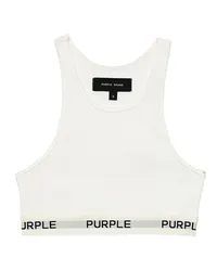 PURPLE BRAND Cropped-Oberteil mit Logo-Band Weiß