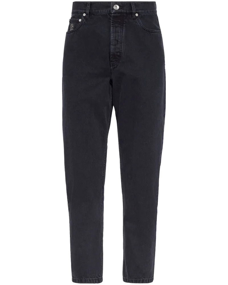 Brunello Cucinelli Halbhohe Slim-Fit-Jeans - Grau Grau