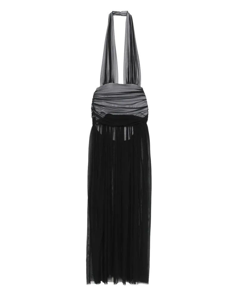 Norma Kamali Gerafftes Neckholder-Maxikleid - Schwarz Schwarz