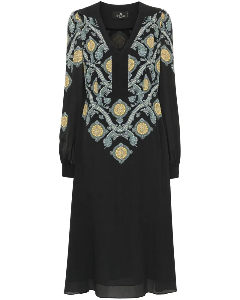 Etro Midikleid mit Paisleymuster - Schwarz Schwarz