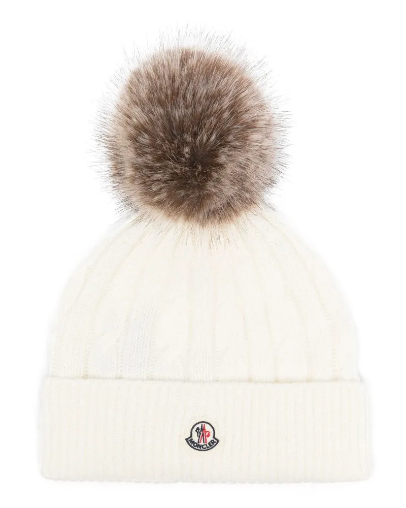 Moncler Gestrickte Beanie - Weiß Weiß