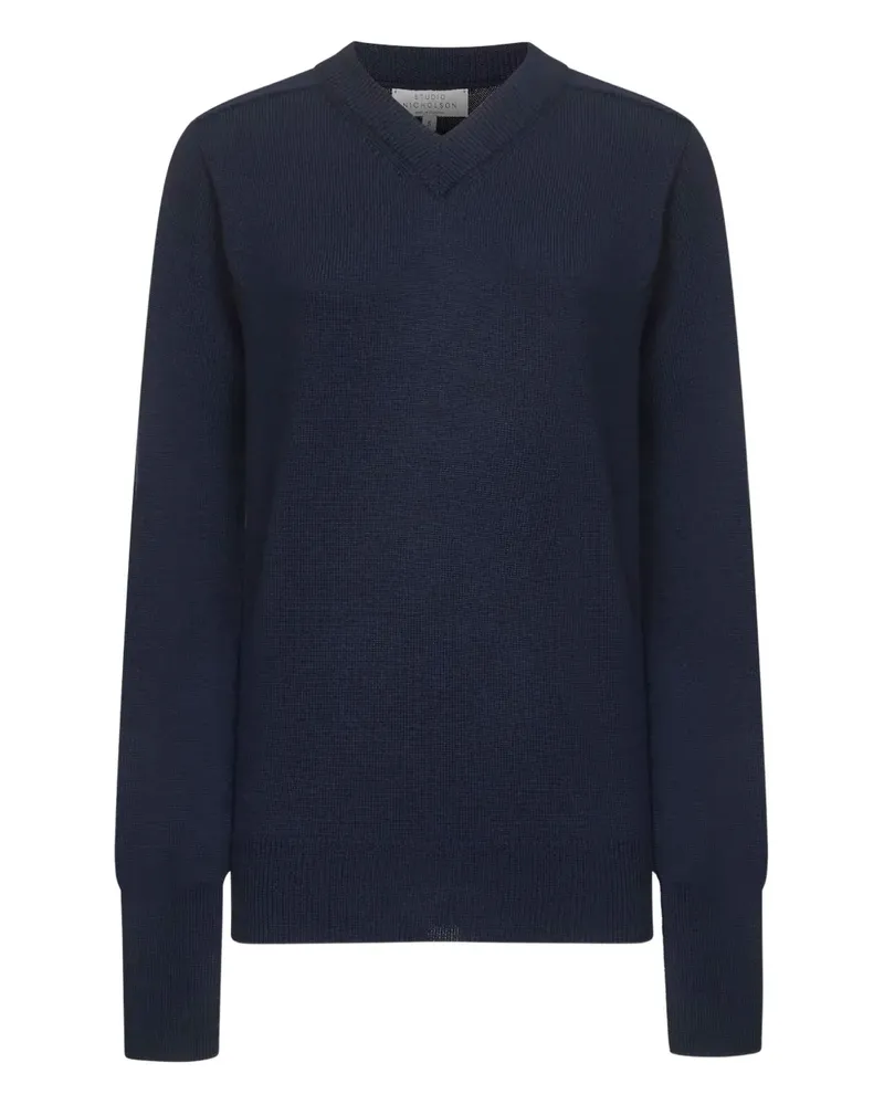 Studio Nicholson Inverness Pullover mit V-Ausschnitt - Blau Blau