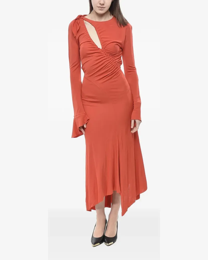 Victoria Beckham cut-out asymmetric ruched maxi dress - Rot Rot