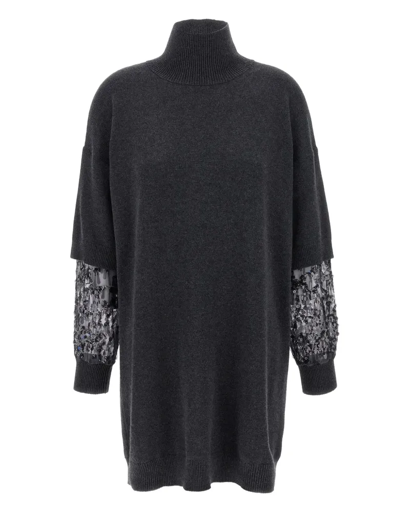 Brunello Cucinelli Minikleid mit Stehkragen - Grau Grau