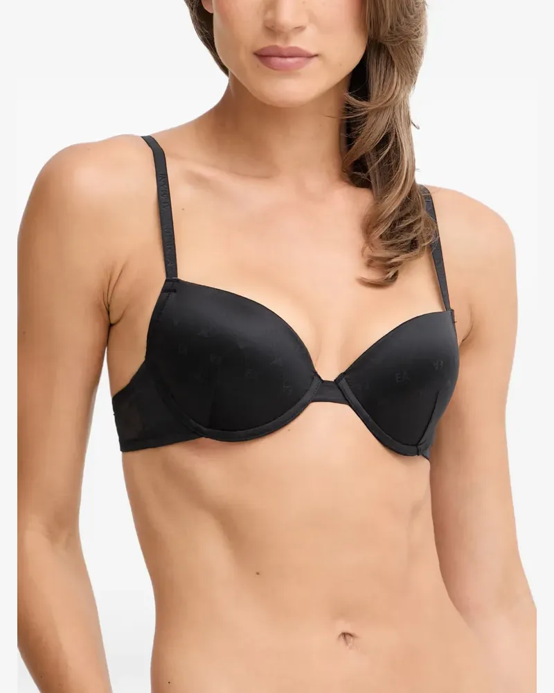 Emporio Armani Push-up-BH aus recyceltem Mesh mit Logo - Schwarz Schwarz
