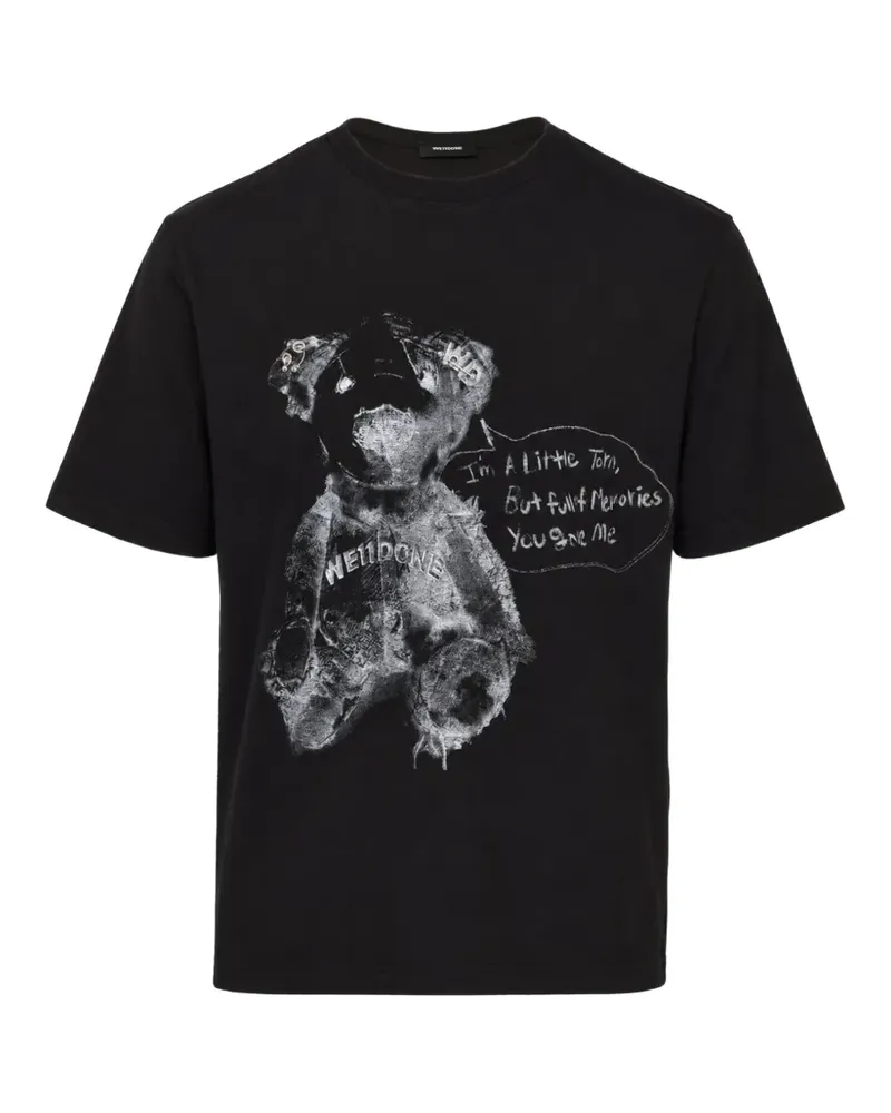 WE 11 DONE Pierced T-Shirt mit grafischem Print - Schwarz Schwarz